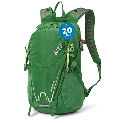 Abbildung von Terra Peak Wanderrucksack 20L Damen Herren Active 20 grün klein Trekking wasserdicht Outdoor Fahrrad Rucksack mit Trinksystem &amp; Hüftgurt Reise Wandern, Radfahren Sport