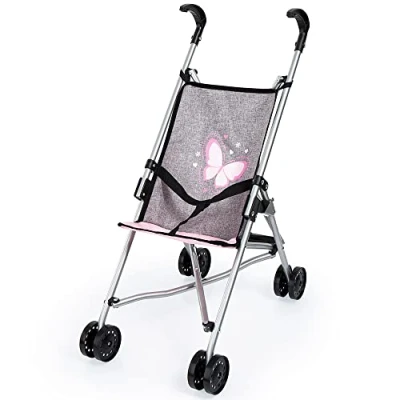 Abbildung von Puppen Buggy grau/rosa Puppenwagen