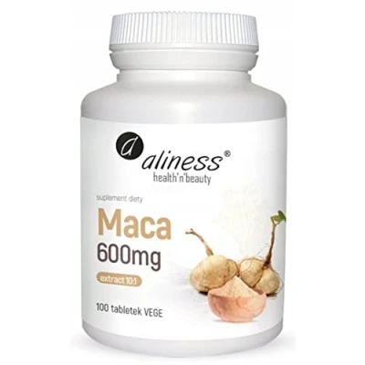 Abbildung von Aliness Maca Extrakt 10:1 600mg, Gedächtnis, Geschlecht, Libido, Nahrungsergänzungsmittel mit Pflanzenextrakten, 100 tabletten