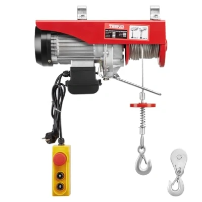 Abbildung von TEENO Elektrische Seilwinde 400kg bis 800kg Hubhöhe 20m Seilzug Kupfermotor 1450W Hubgeschwindigkeit Hebezug Seilhebezug Kettenzug Motorwinde Flaschenzug