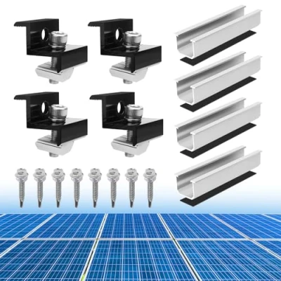 Abbildung von Coomoors Solarmodul Halterung Kit Montageschiene, Solarpanel Z Halterung,PV Befestigungsschiene, Verstellbare Schwarz Klemme für 30 35MM Dicke Module, Befestigungssatz Wohnmobil Dachbett Camping