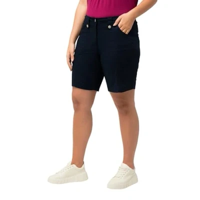 Abbildung von Ulla Popken Damen Cargo Bermuda, Komfortbund, 4 Pocket Schnitt, Marine, 33W / 32L EU