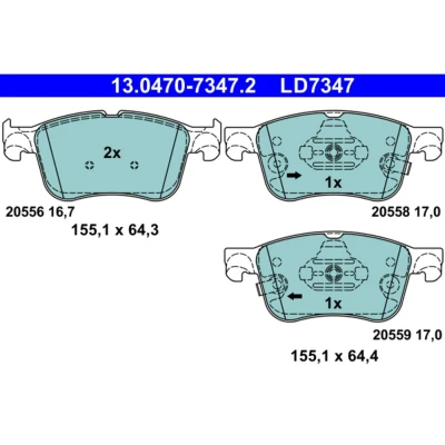 Abbildung von ATE 13.0470 7347.2 Bremsbelagsatz mit akustischer Verschleißwarnung FORD: Kuga Mk3, Focus Mk4 Turnier, Limousine