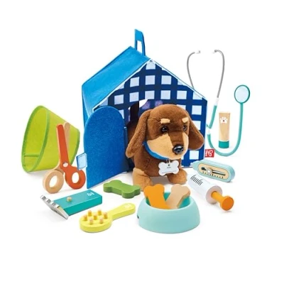 Abbildung von Hape Tierarzt Set, Spielzeug aus Holz für Kinder, tragbare Tierklinik