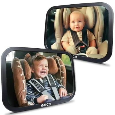 Abbildung von Onco 360 Baby Autospiegel (2er Pack) Zweifach Preisgekrönter Auto Spiegel für Rücksitz, 100% Bruchsicherer &amp; Schwenkbarer Rücksitzspiegel, Erstausstattung, Universeller