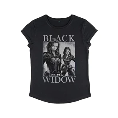 Abbildung von Marvel Black Widow Two Widows Mirror Women&#039;s Rolled sleeve L