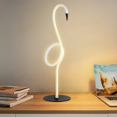 Abbildung von Elstead Lighting FLAMINGO TL WHT Tischleuchte LED 1x6W 3000K Metall, weiß PVC H:50cm B:15cm mit Schalter