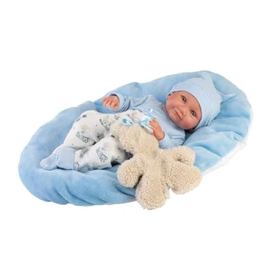 Abbildung von Llorens Babypuppe Nico mit Kissen, blau, 40cm, Made in Europe