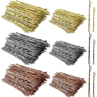 Abbildung von 600 Stücke Bobby Pins, 5cm/6cm Haarspangen für Frauen Haar Griffe Unsichtbare Wellen Styling Pins (Schwarz/Braun/Blond)