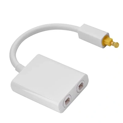 Abbildung von Lazmin Digitaler Lichtwellenleiter Splitter, 1 in 2 out Audio Splitter Adapter Schwarzweiß(Weiß)