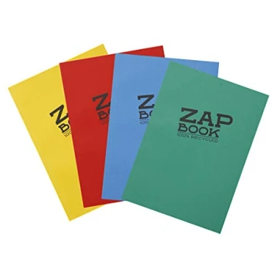 Abbildung von Clairefontaine 3355C Packung mit 5 Zeichenheften ZAP Books geleimt im Hochformat BOOK, DIN A5, 160 Blatt, 80g, blanko, Sortierung gemischt, 1 Pack