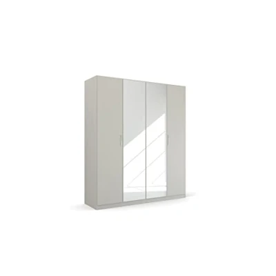 Abbildung von Rauch Möbel Pure by Quadra Spin Schrank Drehtürenschrank, Grau, 4 trg. mit Spiegel, inkl. 2 Kleiderstangen, Einlegeböden, BxHxT 181x210x54 cm