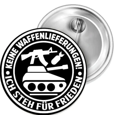 Abbildung von Sammys Shirt Store Keine Waffenlieferungen Ich steh für Frieden Button 25 mm