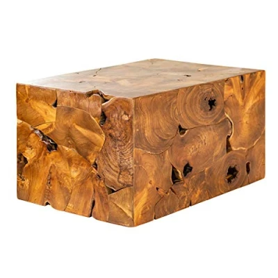 Abbildung von riess ambiente Couchtisch SQUARE 90cm braun, Wohnzimmer · Massivholz eckig Würfel Handarbeit
