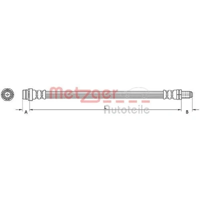 Abbildung von METZGER 4110796 Bremsschläuche 392 FORD: MONDEO 4 Turnier, S Max Mk1, Galaxy Mk2 MPV, VOLVO: V70 3, V60 I, S60 II