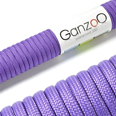 Abbildung von Ganzoo Paracord 550 Seil Flieder 4mm Schnur Typ 3, Nylon &amp; Polyester, ideal für Basteln von Hundeleine Halsband Armband/Camping Survival und Outdoor 3 Meter Allzweckseil 7 Innenstränge