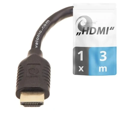 Abbildung von valonic hdmi Kabel, 3m 4k, ARC, UHD, Full HD, Ethernet schwarz 300cm TV Monitorkabel, cable für PC, PS5 oder Switch