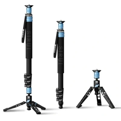 Abbildung von SIRUI AM 404FL Kamera Wanderstock Einbeinstativ Monopod mit Standfuß,190 cm Aluminium Stativ, innovatives Schnellverschluss Design, 360 Panorama Panning, 4 Abschnitte, maximale Belastung 12 kg