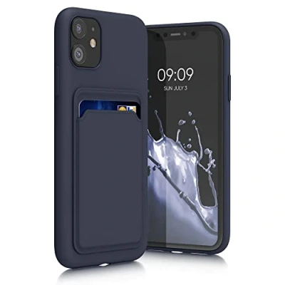 Abbildung von kwmobile Handyhülle kompatibel mit Apple iPhone 11 Hülle Handy Cover Fach für Karten in Dunkelblau