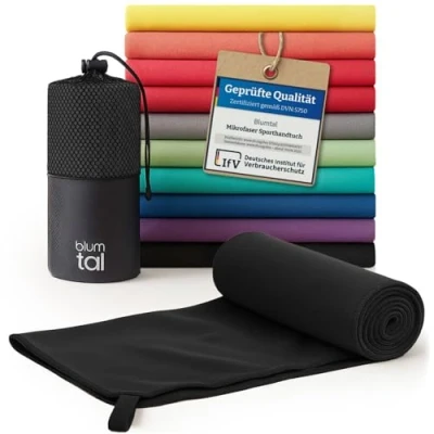 Abbildung von Blumtal Sporthandtuch Mikrofaser Handtuch kompakte Handtücher, (inkl. Transporttasche, einzeln oder als Set verfügbar, 1 St), ultra leicht &amp; schnelltrocknend, Reisehandtuch, Strandhandtuch