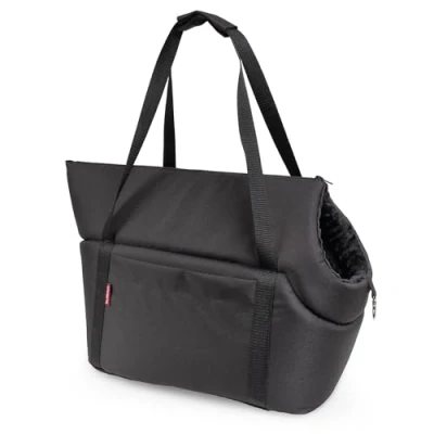Abbildung von BOUTIQUE ZOO Hundetasche Schwarz Schwarz/Minky, L bis 12 kg Tragetasche für kleinen und mittleren Hund, Welpen, Katze