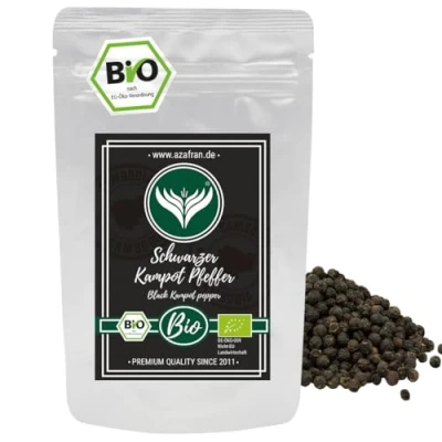 Abbildung von Azafran BIO Schwarzer Kampot Pfeffer (Pfefferkörner ganz) Gourmetpfeffer 100g