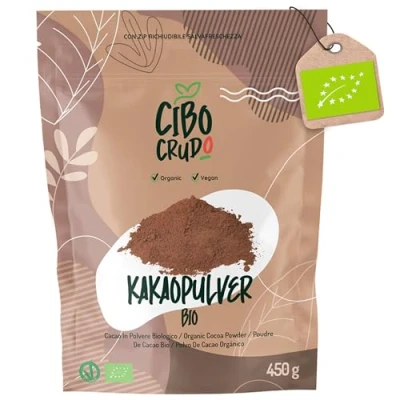 Abbildung von Amargo Kakao und Polvo 450 g. Natürliches reines Bio Kakaopulver, bei niedrigen Temperaturen verarbeitet. Rohkakao mit ökologischem Rico Pulver Vitamin B1 B2.