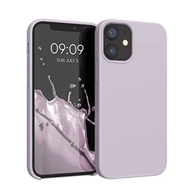 Abbildung von kwmobile Hülle kompatibel mit Apple iPhone 12 Mini Silikon Handy Case Handyhülle weiche Oberfläche kabelloses Laden Purple Cloud
