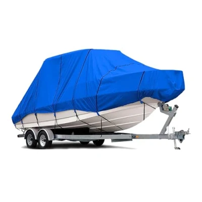 Abbildung von Ywanwj Bootspersenning Bootsabdeckung Bootsplane Abdeckplane Boot Bootsabdeckplane mit Seil und Aufbewahrungstasche Für Jet Ski Yacht Schnellboot Beiboot Abdeckung(Blau 17 19ft)