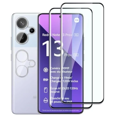 Abbildung von Dlxiks 2+2 Stück, Panzer Schutz Glas für Xiaomi Redmi Note 13 Pro Plus/Pro+,9H Härte Folie Glas,Ultrabeständig,Anti Kratzen Hohe Klar Displayschutzfolie
