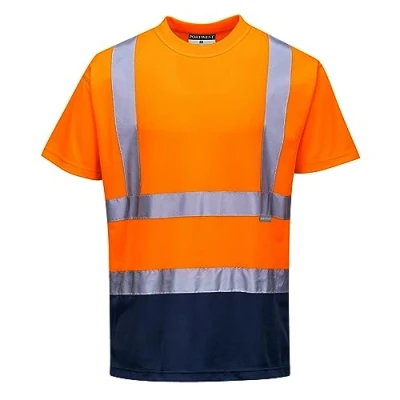 Abbildung von Portwest Zweifarbiges Warnschutz T Shirt, Größe: L, Farbe: Orange/Marine, S378ONRL