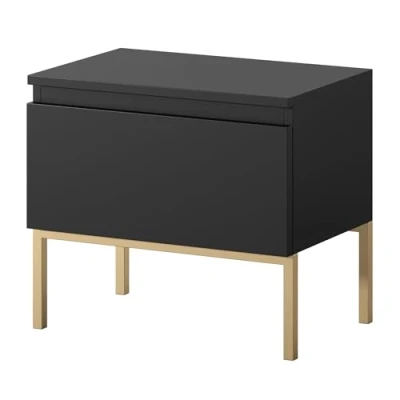 Abbildung von Selsey Nachttisch Beistellschrank Beistelltisch Nachtschrank Mit Schublade Schwarz Goldene Beine Bemmi