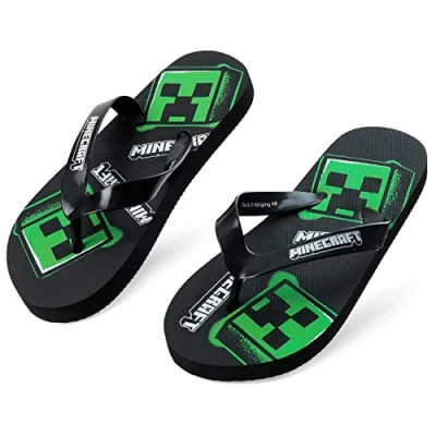 Abbildung von Minecraft Zehentrenner für Jungen, Schlappen Sandalen Kinder Geschenke Jungs (Schwarz Zehentrenner, 32 33 EU)