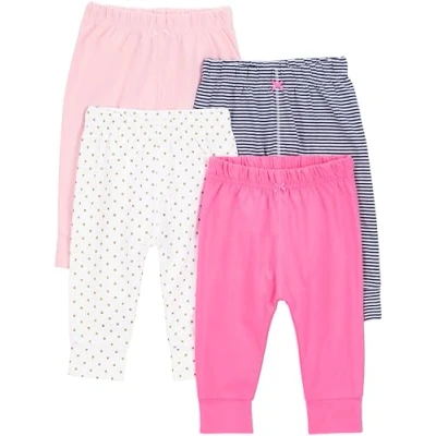 Abbildung von Simple Joys by Carter&#039;s Baby Mädchen 4 Pack Pant Hose, Blasser Pfirsich/Marineblau Streifen/Rosa/Weiß Punkte, 0 Monate (4er Pack)
