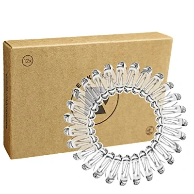 Abbildung von Reskthetic hochwertige Spiral Haargummi (transparent), schonend zum Haar, nachhaltig, umweltfreundlich, (Telefonkabel, Zopfgummis) für Mädchen &amp; Frauen/Damen (12 x 3,5 cm)