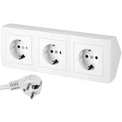 Abbildung von Steckdosenleiste 3 Fach, Netzkabel, Serie T1 reinweiss