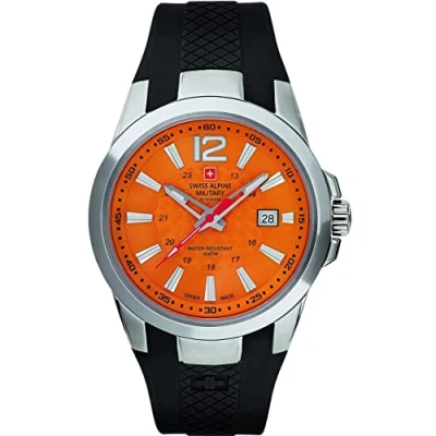 Abbildung von Swiss Alpine Military by Grovana Herrenuhr orange 7058.1839 10ATM Made