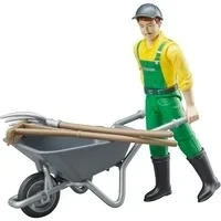 Abbildung von Bruder® Spielfigur Landwirt mit Zubehör, Schubkarre, Heugabel und Rechen