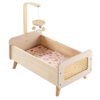 Abbildung von howa Puppenbett miniflowers, aus Holz, mit Mobile inkl. Bettzeug