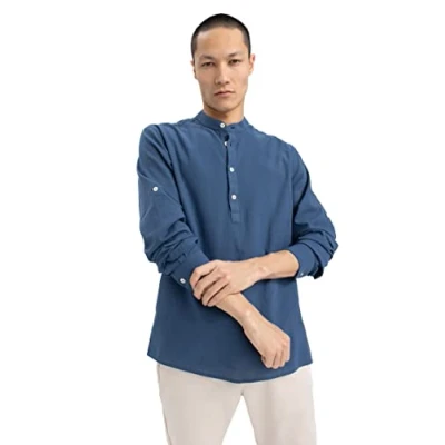 Abbildung von DeFacto Herren J8961AZ Shirt, Blue, XS