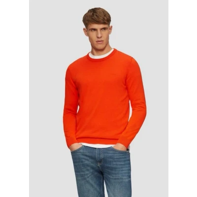 Abbildung von s.Oliver Logostickerei Strickpullover, Herren, Größe: Medium, Hellorange