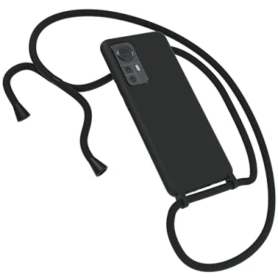 Abbildung von EAZY CASE Premium Silikon Handykette kompatibel mit Xiaomi 12 / 12X Handyhülle Umhängeband, Handykordel Schutzhülle, Silikonhülle, Hülle Band, Kette für Smartphone, Schwarz