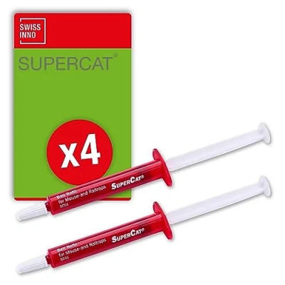 Abbildung von SWISSINNO Ersatz Köder Spritzen SuperCat für Mause und Rattenfallen: Erdnussbutter Lebensmittelprodukt, Starkes Lockmittel Nager, 4 Stück