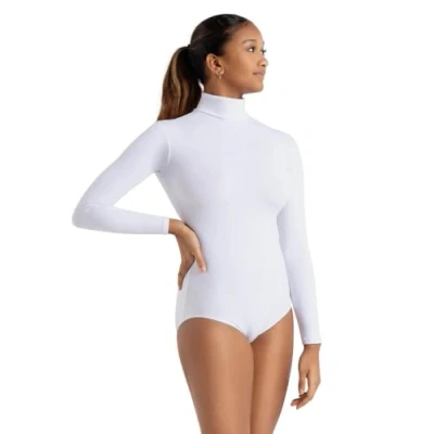 Abbildung von Capezio Damen Gymnastikanzug mit Rollkragen und langen Ärmeln Weiß Large