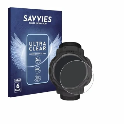 Abbildung von Savvies 6 Stück Schutzfolie für Garmin Instinct Crossover Solar Displayschutz Folie Ultra Transparent