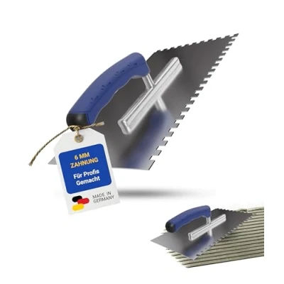 Abbildung von Karl Dahm® Softgriff Zahnkelle 6 mm Profi Glättekelle aus rostfreiem Edelstahl Ergonomischer Griff Ermüdungsfreies Arbeiten Made in Germany 10640