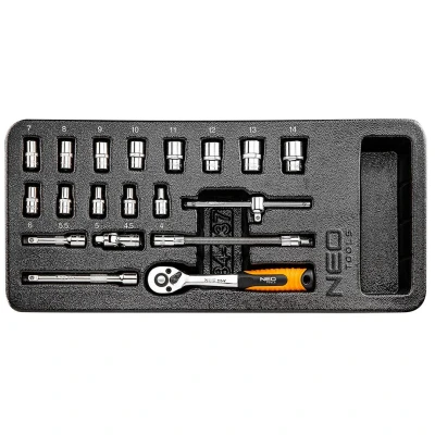 Abbildung von NEO TOOLS 84 237 Werkzeugmodul 19 4,4.5,5,5.5,6,7,8, 9,10,11,12,13,14 mm Chrom Vanadium Stahl Sechskant 1/4