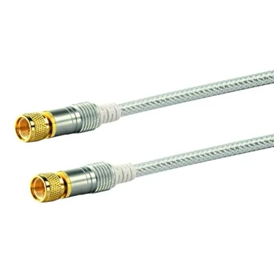 Abbildung von Schwaiger KVCHD150532 HDTV SAT Anschlusskabel 15 m, F Stecker auf Stecker, 110dB, 4 fach, vergoldete Rädelmutter, transparent