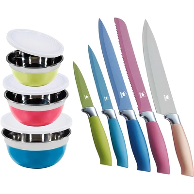 Abbildung von KING Messer Set &quot;AROMI Metallic&quot;, (Set, 5 tlg.), inklusive 3tlg. Schüssel