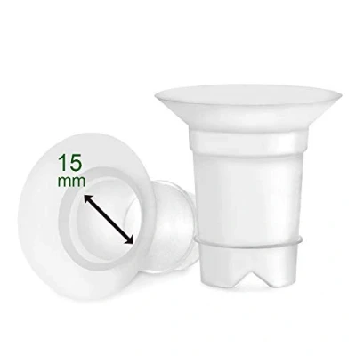 Abbildung von Maymom Flanscheinsätze 15 mm für Medela und Spectra 24 Shield / Flansche Verwendung mit Freestyle Sonata um Brustwarzentunnel auf zu reduzieren